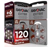 120 Pilas para Audífonos Rayovac Tamaño 312 Suond Fusion + 6 Udivita