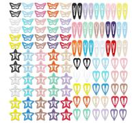 120 pinzas para el pelo para niñas, pinzas de metal antideslizantes para niños, accesorios para el cabello de estrella y mariposa (4 estilos diferentes y 15 colores surtidos)