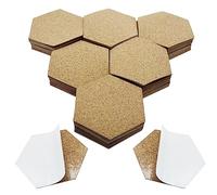120 Pz Cork Coaster Hexagonal de Corcho, Allazone Auto-Adhesivo Corcho Cuadrado Posavasos Absorbentes Mini Azulejo de Corcho de Pared para Posavaso y Manualidades