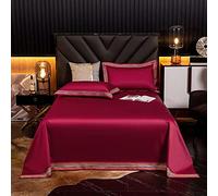 120 sábanas Ajustadas de algodón, Cubiertas de colchones, sábanas de algodón de Alto Grado, satén Larga Cama de algodón Cubiertas de Wine_Red_160*230cm (3pcs)