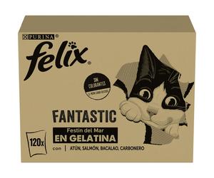 120 sobres x 85 g Felix Fantastic Selección de Sabores Pescado en Gelatina sobre para gatos - Multipack