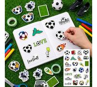 120 Stickers Coloridos de Fútbol, Fáciles de Aplicar, Diseños Vibrantes con Temática de Fútbol para Fans, Cheerleaders y Entusiastas del Deporte, Adiciones de Fútbol, Mercancía para Fans, 5 Hojas