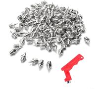 120 tacos de acero de 1/4 pulgadas para zapatos deportivos, tacos de repuesto de alta tracción con llave para pista y campo, campo traviesa y correr al aire libre (plata, 120 piezas)