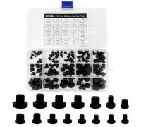 120 tapones de goma de silicona, color negro, sólidos, redondos, ciegos, suaves, flexibles para agujeros, con diámetro interior de 2,7 - 10 mm