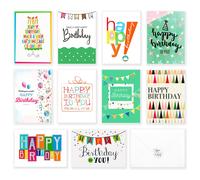 120 tarjetas de feliz cumpleaρos para uso personal, comercial y de oficina con un breve mensaje genιrico en el interior. Notas de felicitaciσn su