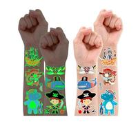120 tatuajes para niños, Leesgel Leucht Pirate Tattoos, tatuajes para niños, tatuajes temporales para niños, pegatinas para niños, obsequios de cumpleaños infantiles, decoración para fiestas, regalos