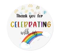 120 Uds Pegatinas Gracias, Universales 4cm Stickers Personalizados para Baby Shower, Boda, Despedida de Soltera, Cumpleaños, Sobres y Embalaje de Regalos (Estilo Arcoiris)