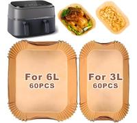 120 unidades Air Fryer Liner para Philips Dual Basket Airfryer 3000 Serie 6L/3L (NA350/00), Cookwise 3L/6L, freidora de pergamino desechable, accesorio para freidora de aire Philips 9L