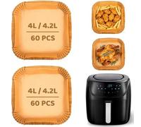 120 unidades de papel de horno Airfryer para freidora de aire caliente Russell Hobbs, 4 L, 18 x 18 cm, papel de horno para Airfryer Russell Hobbs 4,3L, Air Fryer Baking Paper para Russel Hobbs