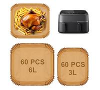 120 unidades de papel de horno para Philips Airfryer Dual Basket 3000-serie 6L/3L, papel de horno para freidora de aire caliente, resistente al agua, a prueba de aceite, para freidora de aire caliente