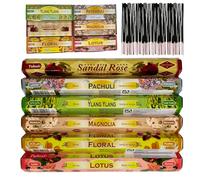 120 Varillas de Incienso Natural | 6 fragancias Florales: Ylang Ylang, Patchouli, Sándalo y Rosas, Floral, Lotus y Magnolia | Elevan el Espíritu y Crean un Ambiente de Paz, Relajación y Armonía