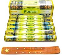 120 varitas de Incienso de Bosque. Bosque de pinos varitas de Incienso Joss 120 Varillas Incienso de Fragancia casera Joss Sticks con cenicero colector de Cenizas