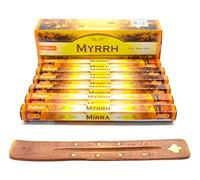120 varitas de Incienso de (Myrrh) 3 Reyes. Mirra varitas de Incienso Joss 120 Varillas Incienso de Fragancia casera Joss Sticks con cenicero colector de Cenizas