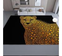 120 x 170 cm Alfombras Salón Amarillo Negro Lujo Animales Leopardo Lunares Alfombra Pelo Corto Suave Antideslizante Alfombra de Dormitorio Alfombras para Salon Habitacion,