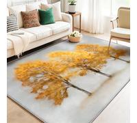 120 x 170 cm Alfombras Salón Amarillo Plantas Árbol Hojas Naturaleza Alfombra Pelo Corto Suave Antideslizante Alfombra de Dormitorio Alfombras para Salon Habitacion
