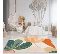 120 x 170cm Alfombra Lavable a Máquina Antideslizante - Pelo Corto de Franela Suave con Líneas Botánicas Bohemias Abstractas Estampado No Pierde Pelo Alfombra para Cocina Oficina, Rosa