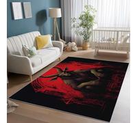 120 x 180 cm Alfombra Lavable, Antideslizante Pelo Corto con Estampado Ilustración Oscura Y Gótica Cabra, Alfombra Decorativa para Salón, Dormitorio Cocina Entrada, Negro