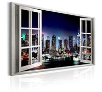 120 x 80 cm Cuadro en Lienzo Ventana Vista Nueva York 5003-SCT - Imagen/Impresion/Pintura Listo para Colgar