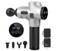 1200-3300R / Min Pistola De Masaje Corporal Eléctrica Con Bolsa Fascia Masajeador Terapia Vibración Profunda Para La Salud Del Cuerpo Y La Relajación Muscular Plata