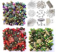 1200 cuentas para joyas aprox., incluye 3 conjuntos de verde, rojo y púrpura, bisutería varios colores
