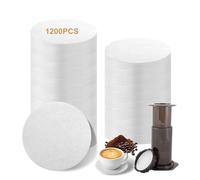 1200 papeles de filtro de café para cafetera AeroPress Original/Go/Clear Bialetti Moka, papel de filtro redondo blanco desechable de 64 mm, filtros de papel de repuesto, microfiltros de papel