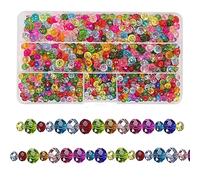 1200 Pcs Perlas de Cristal de Bohemia, 6/8 mm Perlas Acrílicas Multicolor, Cuentas de Plástico Facetadas, Perlas Cristal Brillantes para Manualidades, Pendientes, Fabricación de Joyas de Pulsera