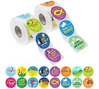 1200 pegatinas de versículos bíblicos sobre la oración de Fe de Cristiana en 16 diseños con línea de perforación (versión inglesa 3.8 cm de diámetro)