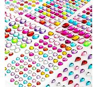1200+Piezas 14 Hojas Pegatinas Diamantes Autoadhesivas Brillantes Para Decorar, para uñas faciales Tarjetas Artesanales Niños Decoraciones de Bricolaje