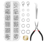 1200 Piezas Kit de Anillos de Salto Abiertos, Kit de Hacer Bisutería con Herramienta, Alicates, Pinzas, Abridor y Cierre, Kit de Suministros para Hacer Joyas con Accesorios, para Pulseras DIY