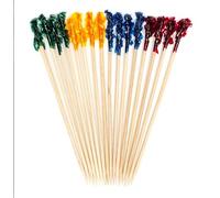 1200 Piezas Palillos de Bambú Multicolores con Borlas - 6,5 cm (2,5 pulgadas) Rojo, Dorado, Verde y Azul para Postres, Aperitivos, Frutas, Canapés, Tablas y Bandejas - de Mobi Lock