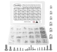 1200 Piezas Tornillo y Tuercas Pequeños,Mini Tornillos de Máquina M1 M1,2 M1,4 M1,6 M2 M2,5 Tornillos Minúsculos de Cabeza Redonda Phillips Acero inox 304 para Reparación Gafa Reloje Teléfono.