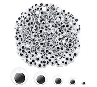 1200 Stück Wackelaugen Selbstklebend Runde Schwarz Weiß Basteln Wackelaugen Kunststoff Bastelaugen Augen Kulleraugen Aufkleber Für DIY Scrapbooking Handwerk Puppe Zubehör(12/10/8/6/4mm)