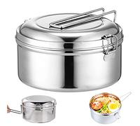 1200ml Fiambrera Metalica, Fiambrera Acero Inoxidable Hermetica, Ronda Fiambrera De Acero Inoxidable, Bento Box Microondas, Fiambrera Camping con Manejar, Sin BPA, para Escuela,Trabajo,Picnic,Viaje