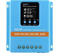 120A Solar Charge Controller 12V 24V 36V 48V Intelligent Recognition LCD Display Battery Intelligent Regulator Maximum 100V Input Dual USB for Lead Acid/Lithium Battery