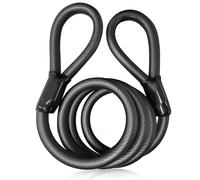120cm/12mm Candado de Acero Plastificado Antirrobo, Cable de Acero para Bicicleta Candado Bicicleta, Cable Doble Bucle de Seguridad, Motos para Accesorios, Reutilizable, Negro