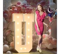 120cm Amarillo Letras Luminosas Decoración Cumpleaños Bautizo Fiesta, Cumpleaños Feliz Letras Decorativas, Letras LED Aniversario de Boda, La Fiesta de las Letras, Letras Luminosas Grandes, Letra U