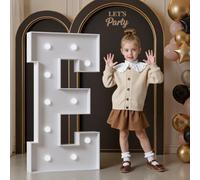 120cm Blanco Letras Luminosas Decoración Cumpleaños Bautizo Fiesta, Cumpleaños Feliz Letras Decorativas, Letras LED Aniversario de Boda, La Fiesta de las Letras, Letras Luminosas Grandes, Letra E