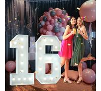 120cm Blanco Números Luminosos Decoración 16 Cumpleaños Bautizo Fiesta,Cumpleaños Feliz Letras LED, Decoracion Cumpleaños, Feliz Cumpleaños Decoracion, Happy Birthday Decoracion, Numero 16