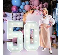 120cm Blanco Números Luminosos Decoración 50 Cumpleaños Bautizo Fiesta,Cumpleaños Feliz Letras LED, Decoracion Cumpleaños, Feliz Cumpleaños Decoracion, Happy Birthday Decoracion, Numero 50