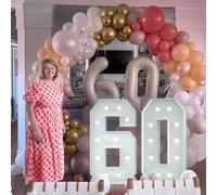 120cm Blanco Números Luminosos Decoración 60 Cumpleaños Bautizo Fiesta,Cumpleaños Feliz Letras LED, Decoracion Cumpleaños, Feliz Cumpleaños Decoracion, Happy Birthday Decoracion, Numero 60