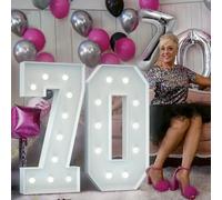 120cm Blanco Números Luminosos Decoración 70 Cumpleaños Bautizo Fiesta,Cumpleaños Feliz Letras LED, Decoracion Cumpleaños, Feliz Cumpleaños Decoracion, Happy Birthday Decoracion, Numero 70