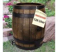 120l Barril DE Lluvia - TONEL Agua - DEPÓSITO Agua DE Lluvia con Estructura de Madera palpable en un diseño de Madera Muy Bonito, engañosamente Estructura de Madera auténtica- CONTENEDOR Agua