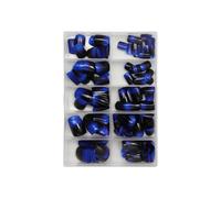 120Pcs Blue French Tip False Nails Short Square Artificial Nails Manicure NEasy Application for Trendy Women