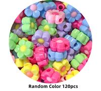 120pcs Cuentas de Flores Acrílicas de 12Mm, Color y Estilo Aleatorio, Para Hacer Joyas, Pulseras, Collares, Llaveros, Adiciones, Materiales Hechos a