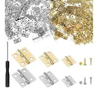 120pcs mini bisagras conectores, 10 * 8/13 * 12/16 * 13mm bisagras para caja de madera accesorios, 320pcs tornillos, 160pcs clavo y 1 destornillador de cruz