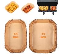120Pcs Papel Freidora Aire para Freidoras Doble Zona 5,2L/3.1L, Accessories Air Fryer para Resistente Altas Temperaturas & Grasa, Papel Horno Aire Antiadherente Desechable Cuadrado para Microondas