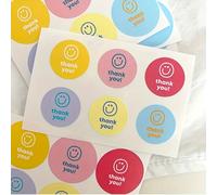 120pcs Pegatinas de Alegres de Dibujos Animados "Gracias" en Colores - Ideales para de Cajas de Regalo, Favores de y Empaquetado de Negocios | Colores Surtidos, Material de Papel, Pegatinas