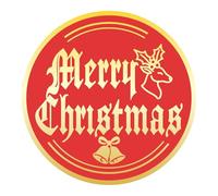 120uds Etiquetas Adhesivas Navideñas, 5cm Redondas y Grandes con Sellos Dorados Feliz Navidad Pegatinas Decorativas Navideñas con Elementos Alce Campanas para Sobres Bolsas Regalo Cajas (Rojo Dorado)