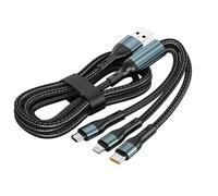 120W Câble de charge multiple USB-C/USB-C/Micro [2m], câble de charge rapide 3 en 1, compatible avec iPhone et Galaxy (PD)