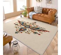 120x180 cm Alfombras Antideslizante y Lavable a Máquina Nativos Americanos Ave MíTica Tema Alfombras Impresión Suave Esponjoso Modernas Beige Para Dormitorio Habitación Infantil Oficina Sala de Estar